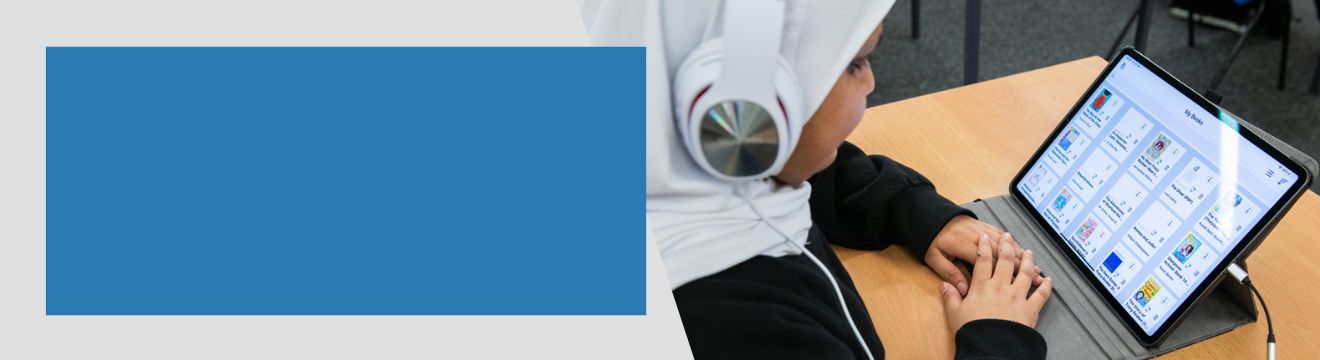 Girl using EasyReader App on a tablet